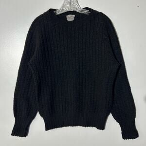 Vintage 70s The Kandahar Bert Charon Black 100% Wool Crewneck Sweater Womans L